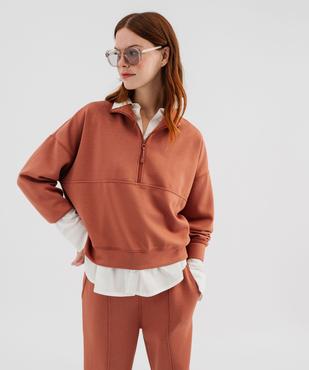 Sweat en maille souple à col zippé femme vue1 - GEMO(FEMME PAP) - GEMO