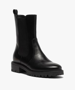 Boots femme unis style chelsea à semelle crantée vue2 - Nikesneakers (CASUAL) - Nikesneakers