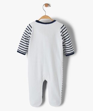 Pyjama bébé garçon en velours à rayures sur l’avant vue3 - GEMO(BB COUCHE) - GEMO