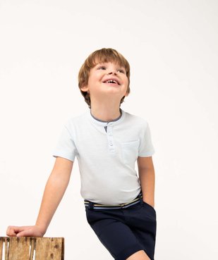 Tee-shirt garçon esprit polo en maille piquée vue1 - GEMO (ENFANT) - GEMO