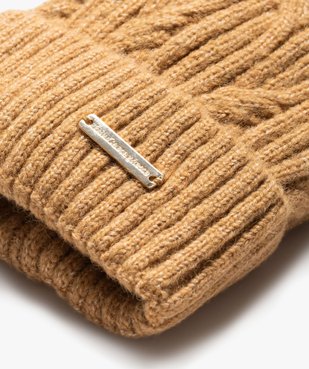 Bonnet en maille côtelée avec pompon poilu femme - LuluCastagnette vue2 - LULUCASTAGNETTE - GEMO