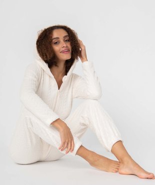 Combinaison pyjama femme en maille peluche avec capuche vue1 - GEMO(HOMWR FEM) - GEMO