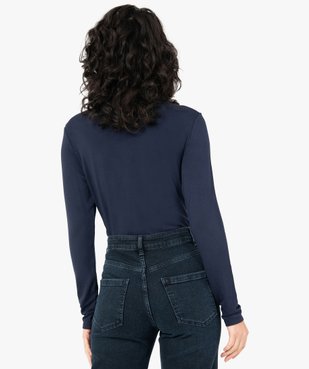 Tee-shirt femme uni avec col roulé et manches longues vue3 - GEMO(URBAIN) - GEMO