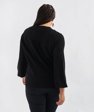 Blouse manches longues en maille ajourée femme grande taille vue3 - GEMO 4G GT - GEMO