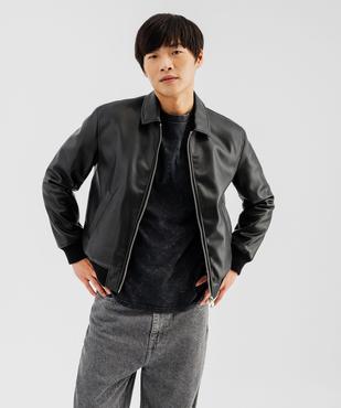 Blouson aviateur en cuir imitation homme vue1 - GEMO (HOMME) - GEMO