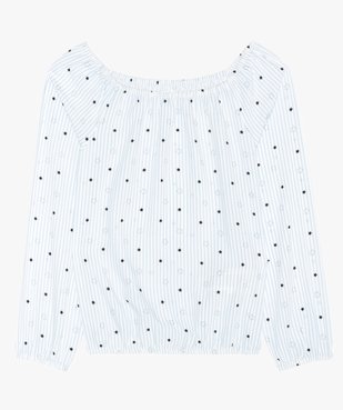 Blouse fille à col Bardot à rayures et motifs étoiles vue1 - Nikesneakers (JUNIOR) - Nikesneakers