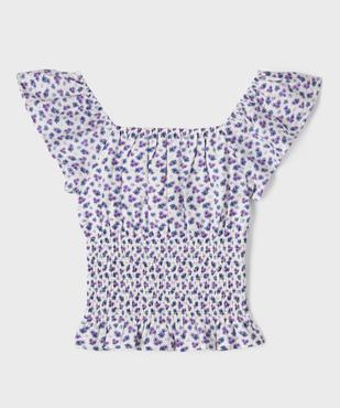 Blouse manches courtes à motifs fleuris avec col modulable fille vue1 - GEMO (JUNIOR) - GEMO