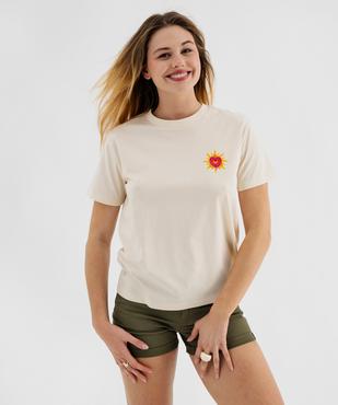 Tee-shirt manches courtes en jersey de coton imprimé devant et dos femme vue1 - GEMO 4G FEMME - GEMO