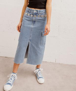 Jupe longue en jean avec poches à rabat fille vue2 - GEMO 4G FILLE - GEMO