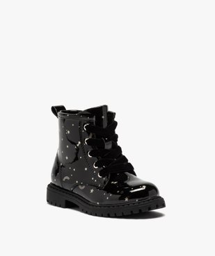 Boots fille à lacets et zip tige vernie et imprimée vue2 - GEMO (ENFANT) - GEMO