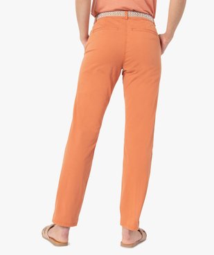 Pantalon femme en toile avec ceinture tissée vue3 - GEMO(FEMME PAP) - GEMO
