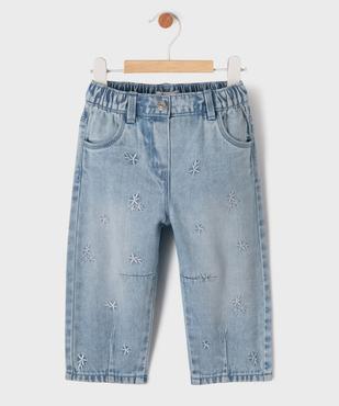 Jean barrel avec étoiles brodées bébé fille vue1 - GEMO(BEBE DEBT) - GEMO
