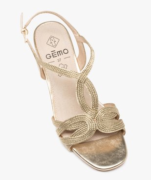 Sandales femme à talon et brides métallisées en cordelette vue5 - GEMO(URBAIN) - GEMO