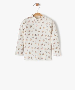 Tee-shirt bébé fille en maille côtelée à motifs fleuris vue1 - GEMO C4G BEBE - GEMO