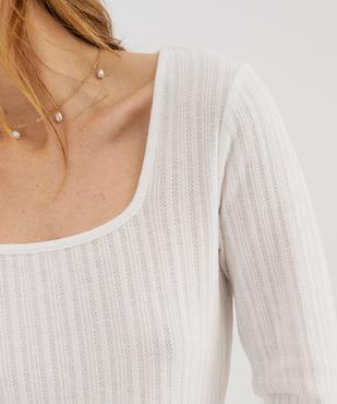 Tee-shirt manches longues en maille épaisse à col carré femme vue4 - GEMO(FEMME PAP) - GEMO