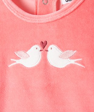 Pyjama bébé fille en velours 2 pièces avec motif oiseaux vue2 - GEMO(BB COUCHE) - GEMO