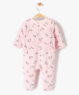 Pyjama bébé fille en velours à motifs fleuris vue3 - GEMO(BB COUCHE) - GEMO