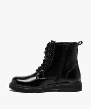 Boots fille unis à semelle crantée fermeture lacets et zip vue3 - GEMO (ENFANT) - GEMO