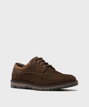 Derbies dessus cuir avec col en textile homme - Tanéo vue2 - TANEO GEMO FOR GOOD - GEMO