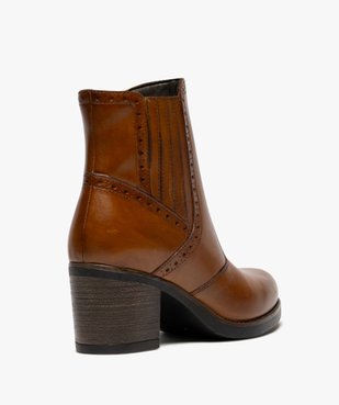 Bottines femme à talon carré dessus en cuir avec col fleuri - Taneo vue5 - TANEO - GEMO