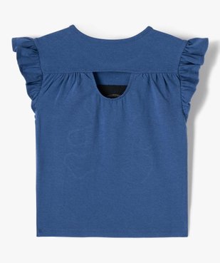 Tee-shirt fille avec motif brodé et volants sur les épaules - LuluCastagnette vue4 - LULUCASTAGNETTE - GEMO