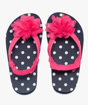 Tongs fille à pois avec fleur en tissu et bride élastiquée vue1 - GEMO (ENFANT) - GEMO