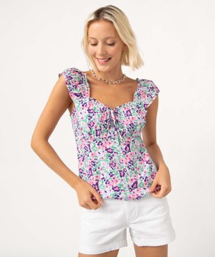 Blouse femme à larges bretelles smockées vue1 - GEMO(FEMME PAP) - GEMO
