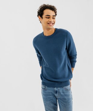 Pull en maille fantaisie en coton homme vue1 - GEMO (HOMME) - GEMO