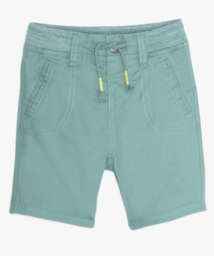 Short bébé garçon en toile avec ceinture en bord-côte vue1 - GEMO(BEBE DEBT) - GEMO