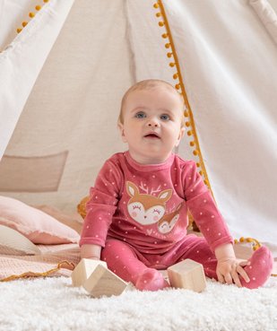 Pyjama dors-bien bébé fille en velours avec motif biche vue6 - GEMO(BB COUCHE) - GEMO