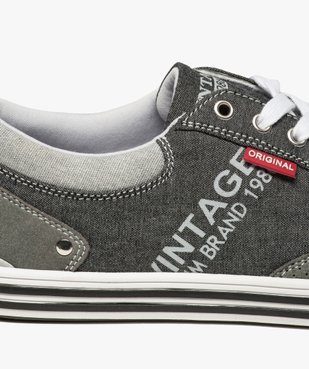Baskets homme en toile avec surpiqûres contrastantes vue6 - GEMO (CASUAL) - GEMO