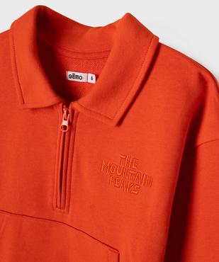 Sweat avec col polo zippé garçon vue2 - GEMO (ENFANT) - GEMO