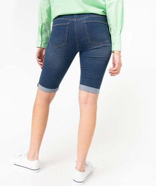 Bermuda femme en jean avec revers vue3 - GEMO 4G FEMME - GEMO