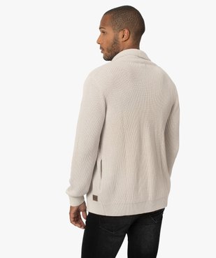 Gilet homme avec grand col en maille côtelée vue3 - GEMO (HOMME) - GEMO