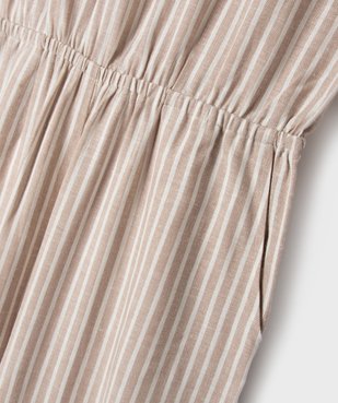 Combinaison pantalon ample et fluide en lin rayé fille vue2 - GEMO 4G FILLE - GEMO