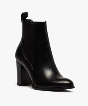 Boots femme à talon dessus style chelsea en cuir uni vue2 - Nikesneakers(URBAIN) - Nikesneakers