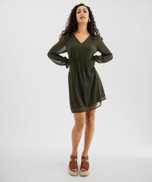 Robe imprimée en voile à manches longues femme vue4 - GEMO(FEMME PAP) - GEMO