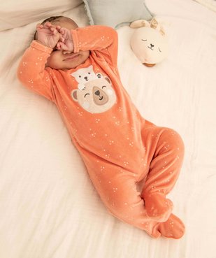 Pyjama bébé à pont-dos en velours à motifs ours vue6 - GEMO(BB COUCHE) - GEMO