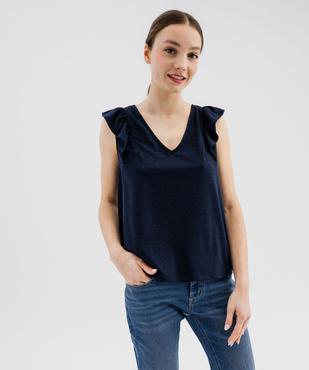 Tee-shirt sans manches pailleté et volanté femme vue2 - GEMO(FEMME PAP) - GEMO