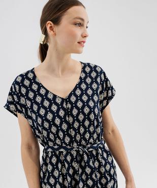 Combishort imprimé en viscose fluide femme vue2 - GEMO 4G FEMME - GEMO
