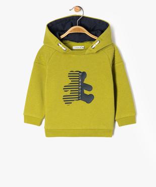 Sweat à capuche en molleton doux imprimé bébé garçon - LuluCastagnette vue1 - LULUCASTAGNETTE - GEMO