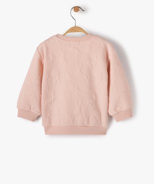 Sweat bébé fille avec motifs lapins en relief et inscription vue3 - GEMO(BB COUCHE) - GEMO