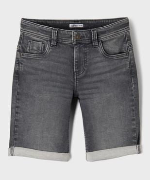 Bermuda en jean stretch coupe slim à revers cousus garçon vue1 - GEMO 4G GARCON - GEMO
