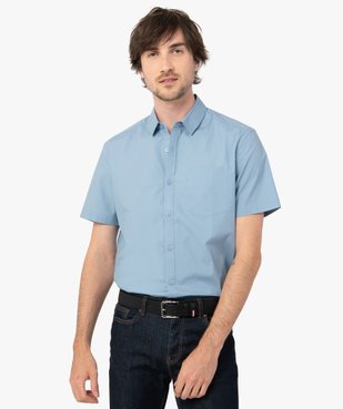 Chemise homme à manches courtes unie coupe droite vue1 - GEMO (HOMME) - GEMO