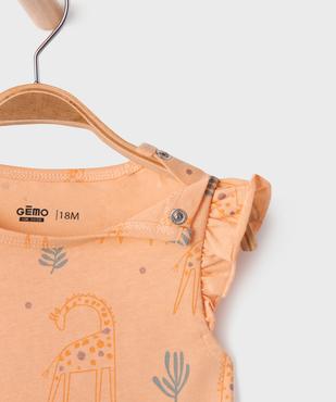 Pyjashort 2 pièces à motifs girafes bébé fille vue2 - GEMO 4G BEBE - GEMO