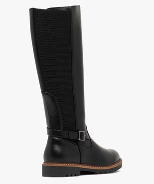 Bottes femme cavalières avec parties élastiques et boucle fantaisie vue4 - GEMO (CASUAL) - GEMO