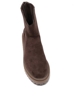 Boots en velours avec épaisse semelle crantée femme vue5 - GEMO (CASUAL) - GEMO