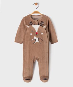 Pyjama en velours ouvert devant motif renne bébé vue1 - GEMO 4G BEBE - GEMO