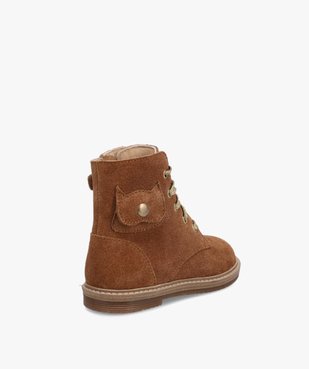 Boots bébé fille en cuir retourné uni à lacets et zip – NA! vue4 - NA! - GEMO