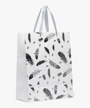 Sac cadeau motif plumes argentées vue1 - GEMO C4G FEMME - GEMO